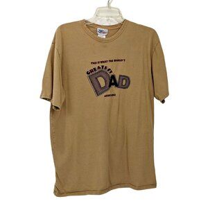 Worlds Greatest Dad Graphic T-Shirt Tan By McSport L 100% Cotton 30g